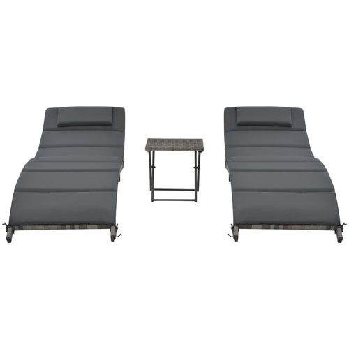 3-Delige Loungeset Inklapbaar Poly Rattan