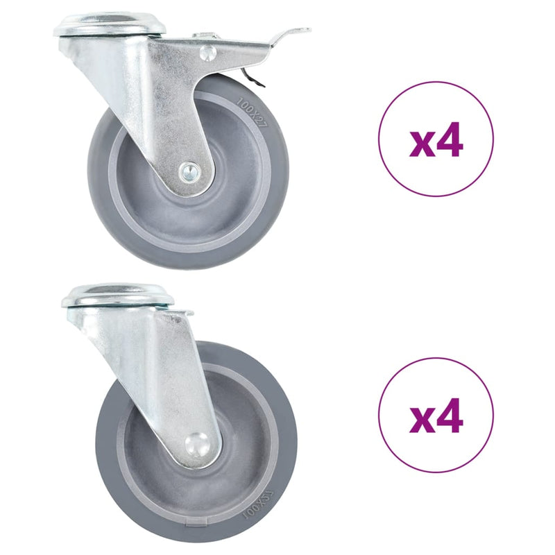 Zwenkwielen Met Boutgaten 100 Mm