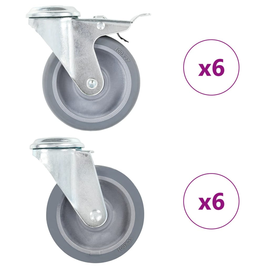 Zwenkwielen Met Boutgaten 100 Mm