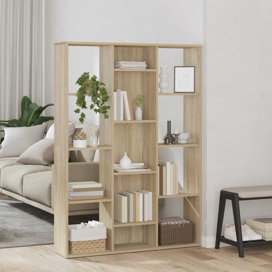 Kamerscherm/Boekenkast 100X24X140 Cm Bewerkt Hout Eikenkleurig