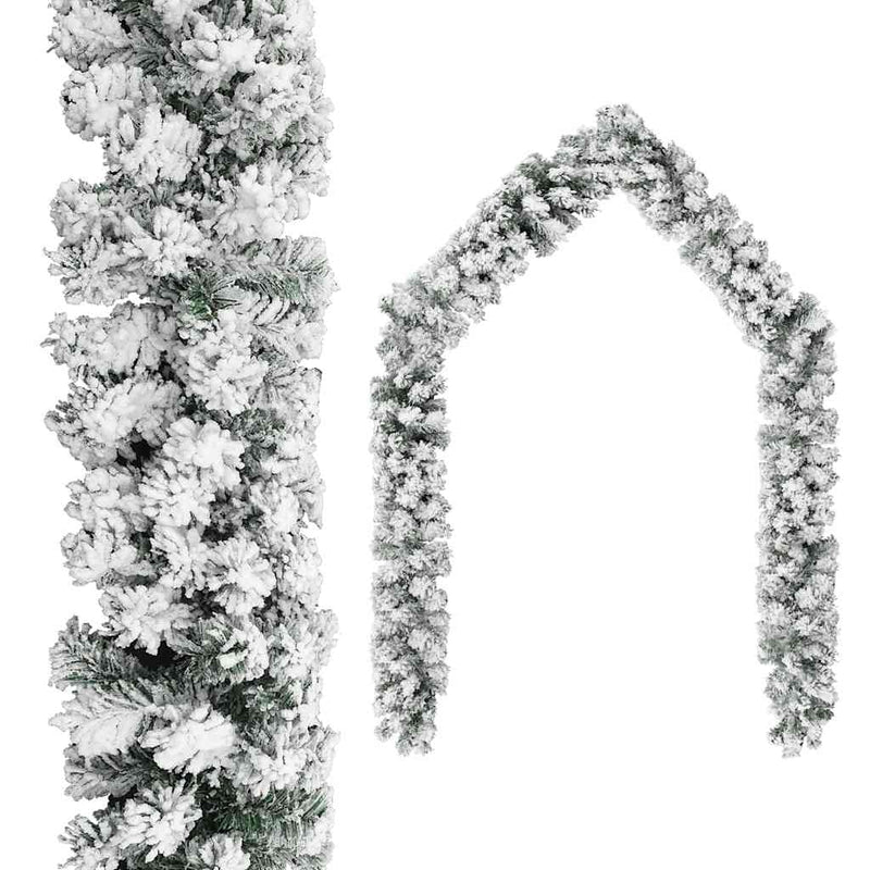 Kerstslinger Met Sneeuw Pvc Groen