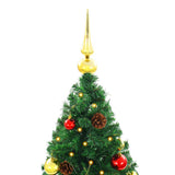 Kunstkerstboom Met Verlichting En Kerstballen 150 Cm Groen
