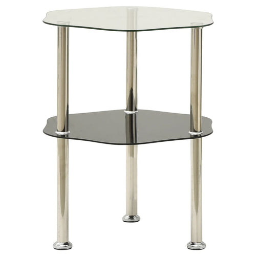Bijzettafel 2-Laags 38X38X50 Cm Gehard Glas