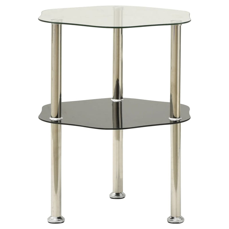 Bijzettafel 2-Laags 38X38X50 Cm Gehard Glas