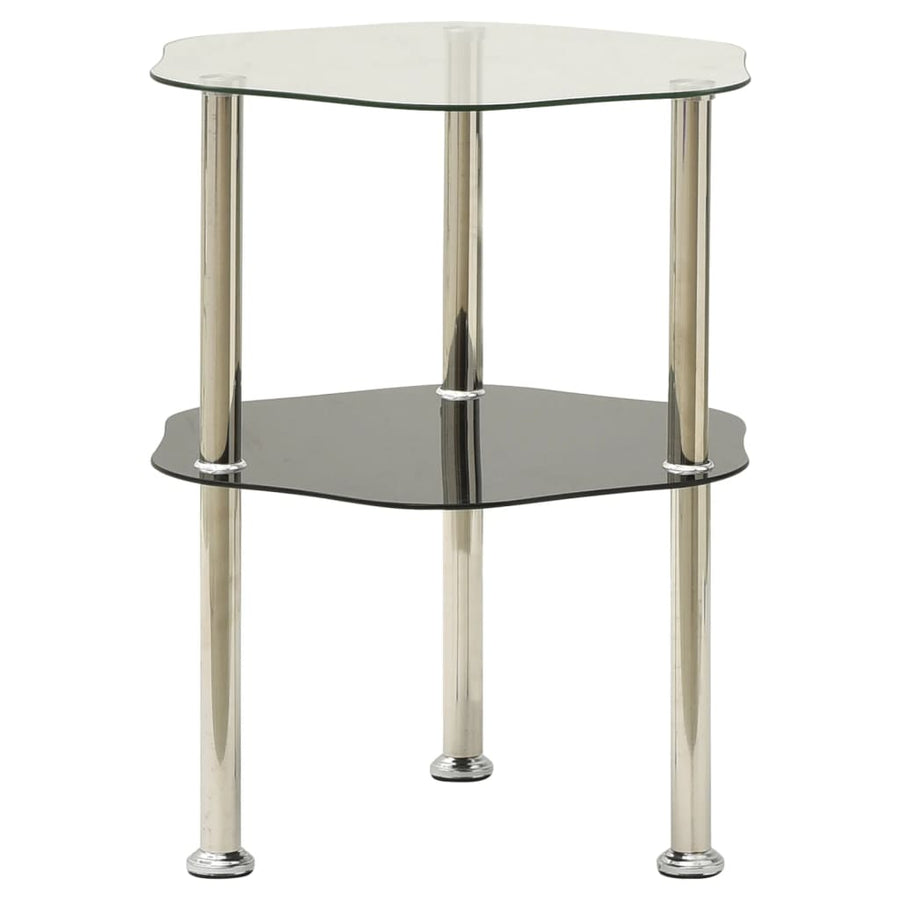 Bijzettafel 2-Laags 38X38X50 Cm Gehard Glas