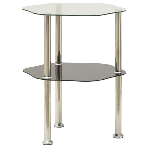 Bijzettafel 2-Laags 38X38X50 Cm Gehard Glas