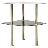Bijzettafel 2-Laags 38X38X50 Cm Gehard Glas