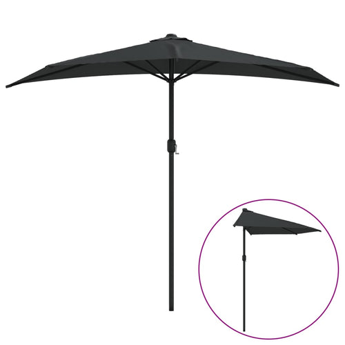 Balkonparasol Half Met Aluminium Paal 270X144X222 Cm
