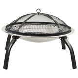 Vuurschaal En Barbecue 2-In-1 Met Pook 56X56X49 Cm Rvs
