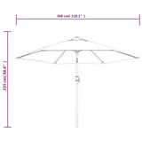 Parasol Met Led-Verlichting En Stalen Paal 300 Cm