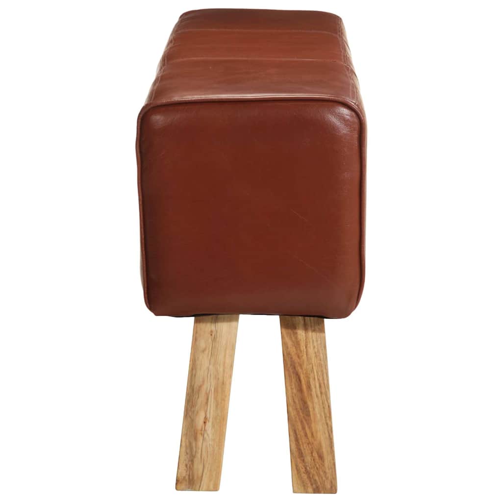 Bankje Turnbok Echt Leer En Massief Acaciahout Bruin