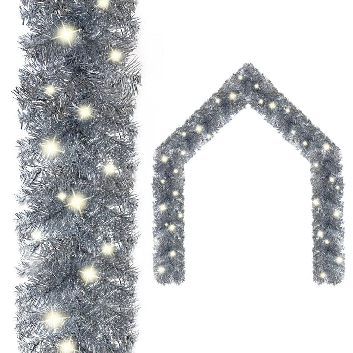 Kerstslinger Met Led-Lampjes Kleurig Zilver