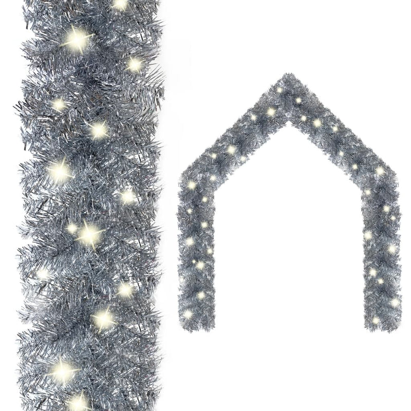 Kerstslinger Met Led-Lampjes Kleurig Zilver