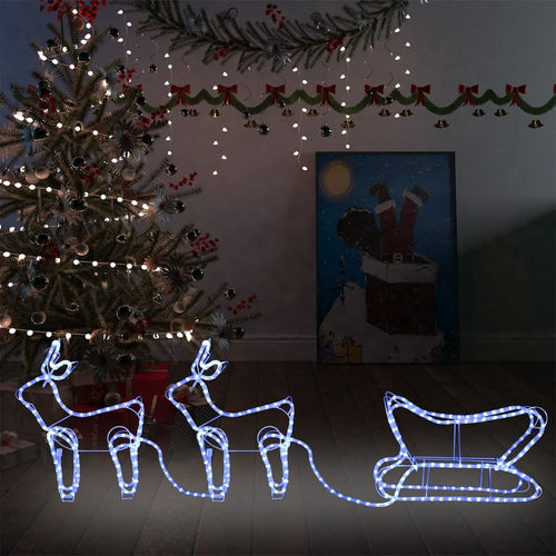 Buitenkerstversiering Rendier En Slee 576 Led's Koudwit