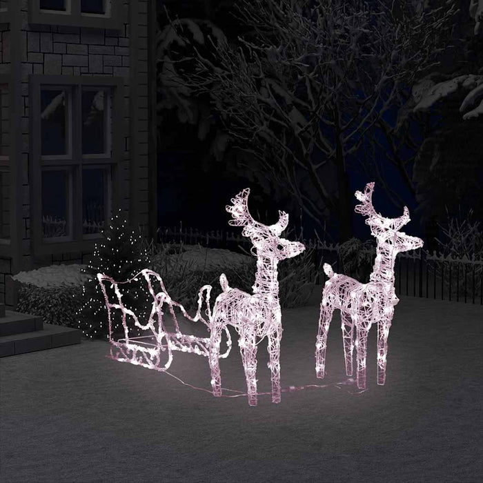 Kerstversiering Rendieren En Slee 160 Led's 130 Cm Acryl Warmwit