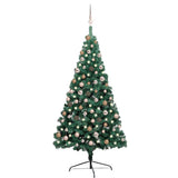 Kunstkerstboom Met Verlichting En Kerstballen Half