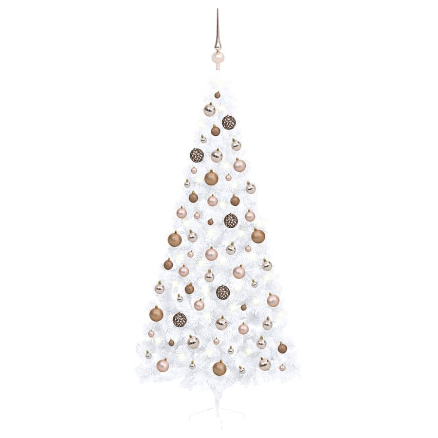 Kunstkerstboom Met Verlichting En Kerstballen Half