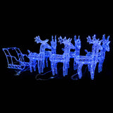 Kerstversiering Rendieren En Slee 160 Led's 130 Cm Acryl Blauw