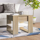 Salontafel 55,5X55X45 Cm Bewerkt Hout Artisanaal Eikenkleur