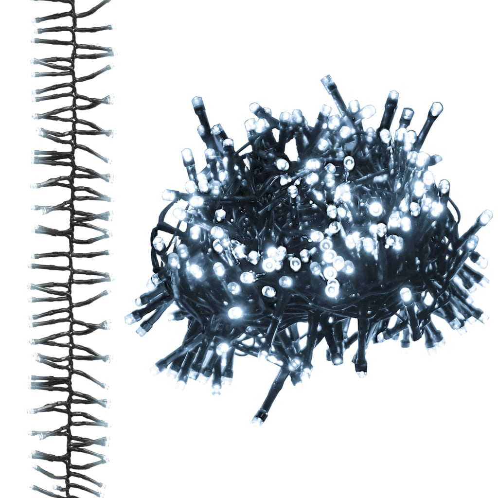 Lichtslinger Cluster Met 400 Led's 7,4 M Pvc Koudwit En Donkergroen