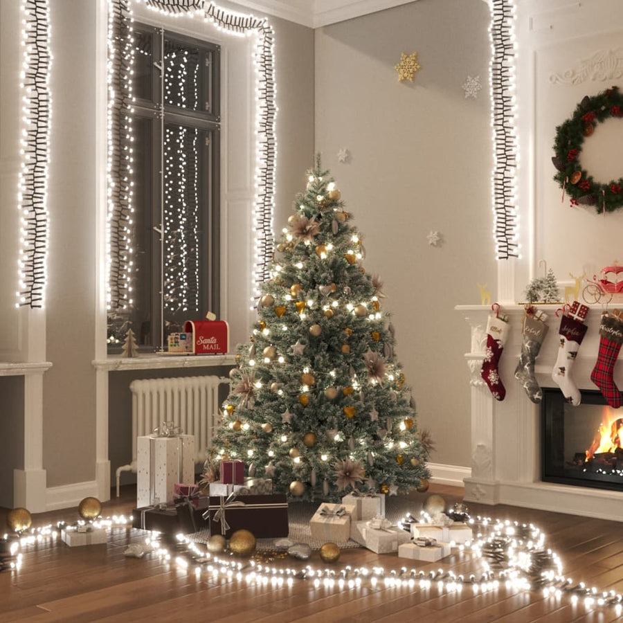 Lichtslinger Cluster Met 400 Led's 7,4 M Pvc Koudwit En Donkergroen