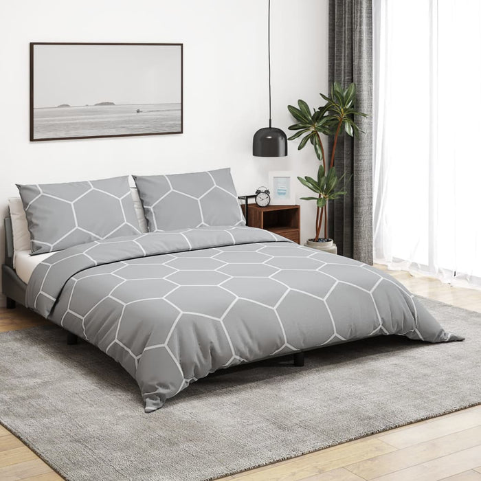 Dekbedovertrekset 155X220 Cm Katoen Grijs En Wit