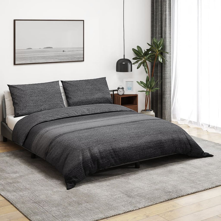 Dekbedovertrekset 260X240 Cm Katoen Donkergrijs En Zwart