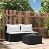 3-Delige Loungeset Met Kussens Poly Rattan