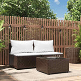 3-Delige Loungeset Met Kussens Poly Rattan