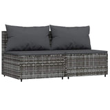 3-Delige Loungeset Met Kussens Poly Rattan