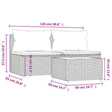 3-Delige Loungeset Met Kussens Poly Rattan
