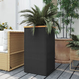 Plantenbak Poly Rattan Zwart