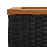 Plantenbak Poly Rattan Zwart