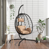 Hangende Eivormige Stoel Met Kussen Poly Rattan & Staal
