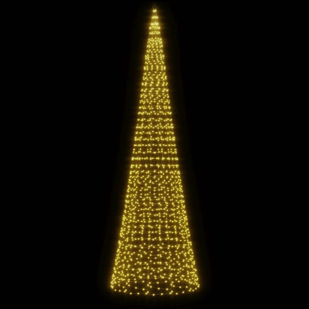 Led-Kerstboom Aan Vlaggenmast 1534 Leds Warm Wit Warmwit
