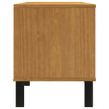 Tv-Meubel Met Glazen Deur Flam 158X40X50 Cm Massief Grenenhout Goud En Wit