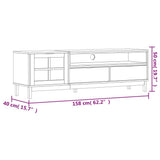 Tv-Meubel Met Glazen Deur Flam 158X40X50 Cm Massief Grenenhout Goud En Wit