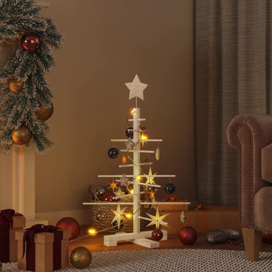 Kerstdecoratie Kerstboom Massief Grenenhout Naturel (Onafgewerkt)