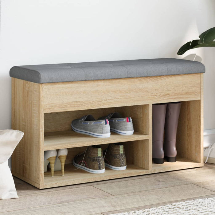 Schoenenbank 82X32X45,5 Cm Bewerkt Hout Kleurig