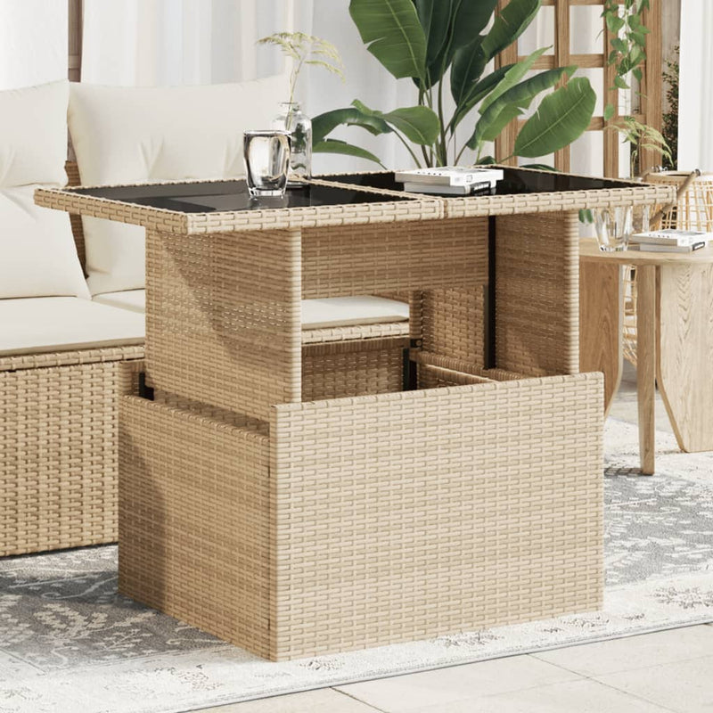 Tuintafel Met Glazen Blad 100X55X73 Cm Poly Rattan