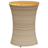 Tuinbijzettafel Trommelvormig Poly Rattan En Massief Hout