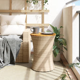 Tuinbijzettafel Trommelvormig Poly Rattan En Massief Hout