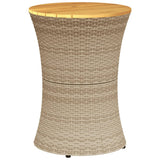 Tuinbijzettafel Trommelvormig Poly Rattan En Massief Hout