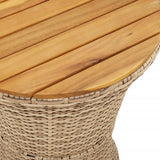 Tuinbijzettafel Trommelvormig Poly Rattan En Massief Hout