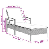 Ligbed Met Kussen 63X200X81 Cm Poly Rattan