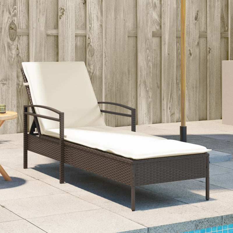 Ligbed Met Kussen 63X200X81 Cm Poly Rattan