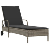 Ligbed Met Wielen En Kussen Poly Rattan