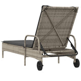 Ligbed Met Wielen En Kussen Poly Rattan