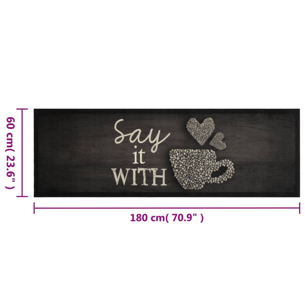 Keukenmat Wasbaar Print Fluweel Zwart Kopje