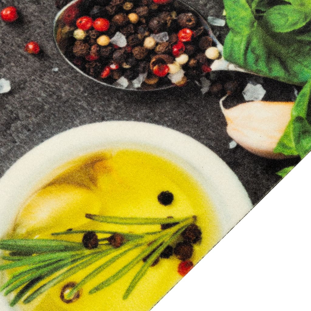 Keukenmat Wasbaar Kruidenprint Fluweel Donkergrijs